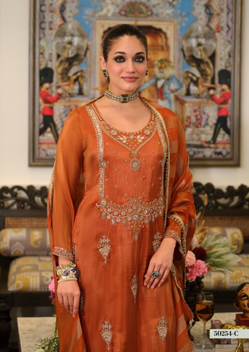 D 50254 C By Zaveri Viscose Simar Beats Readymade Suits 